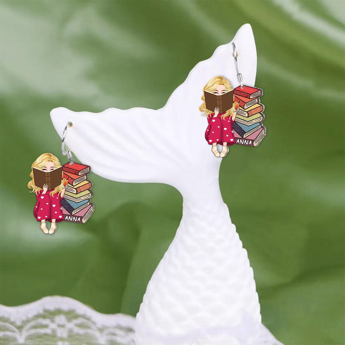 Individuelle Porträt-Ohrringe für Bücherliebhaber – Personalisierte Buch-Ohrringe