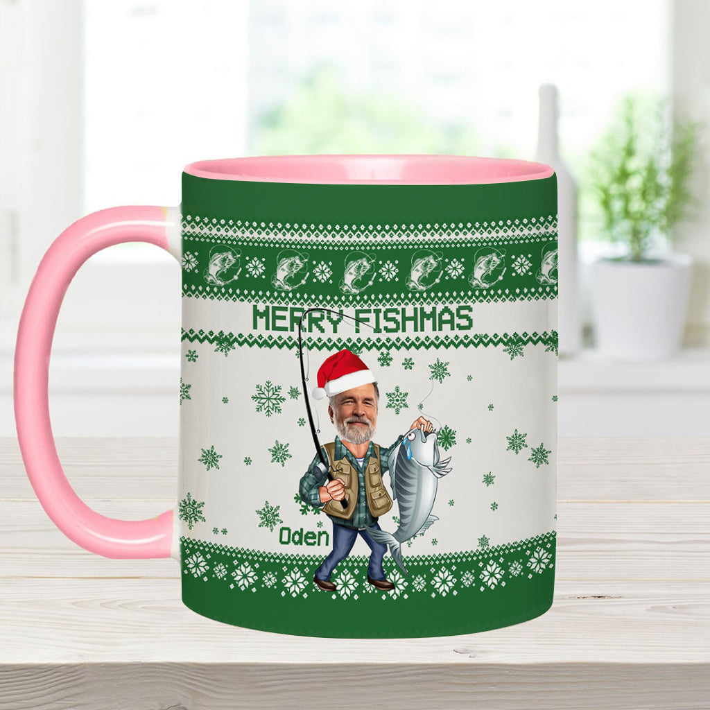 Merry Fishmas - Personalized Fishing Accent Mug