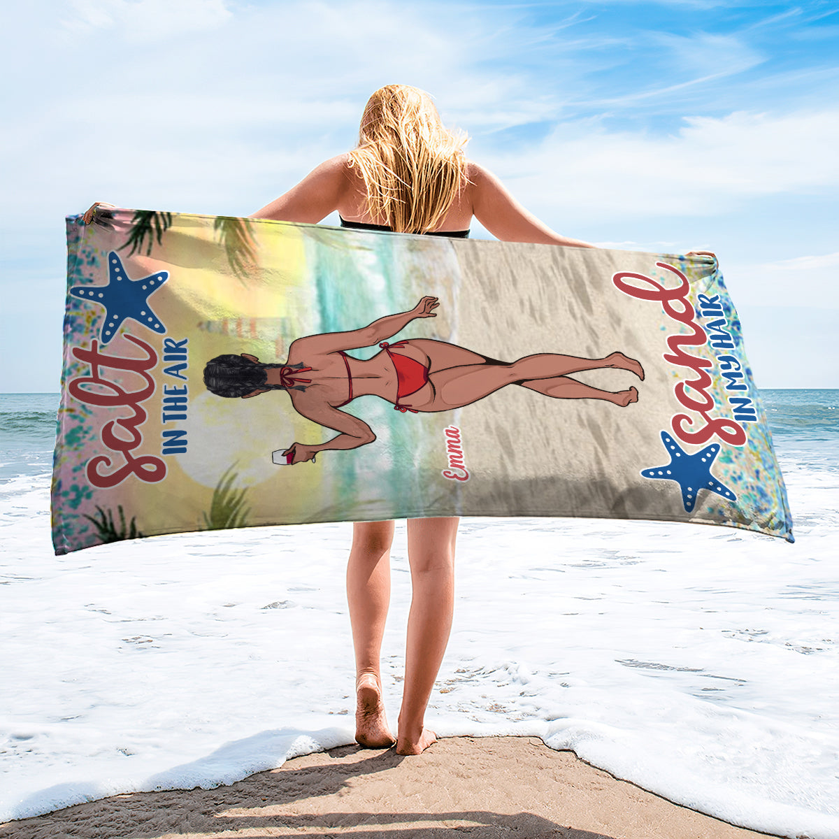 Sandy Toes Sun Kissed Nose - Sea Lover gift for friend, sister, girlfriend, wife, mom - Personalized Beach Towel
