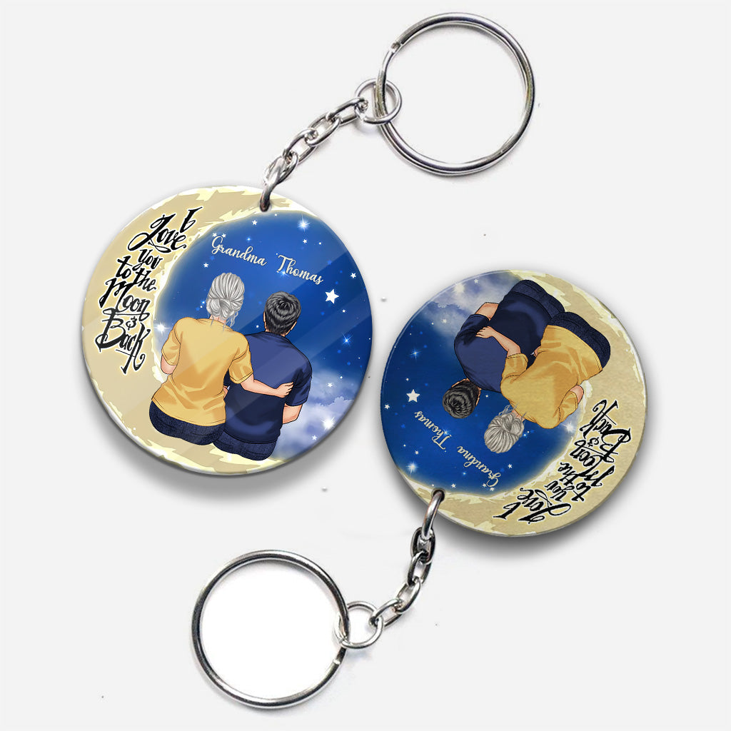 Bis zum Mond und zurück – Geschenk für Oma, Mama, Papa, Opa – Personalisierter Schlüsselanhänger