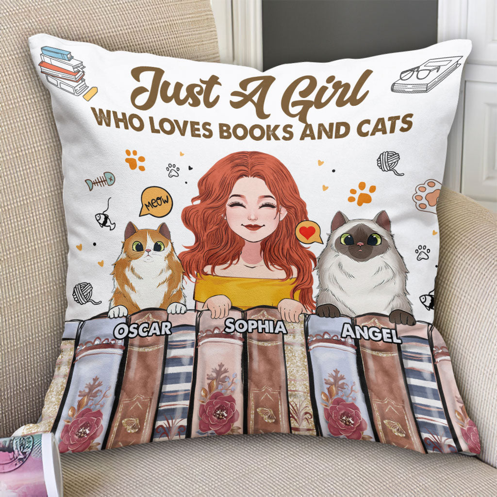 Ich liebe Bücher und Katzen – personalisiertes Buchkissen