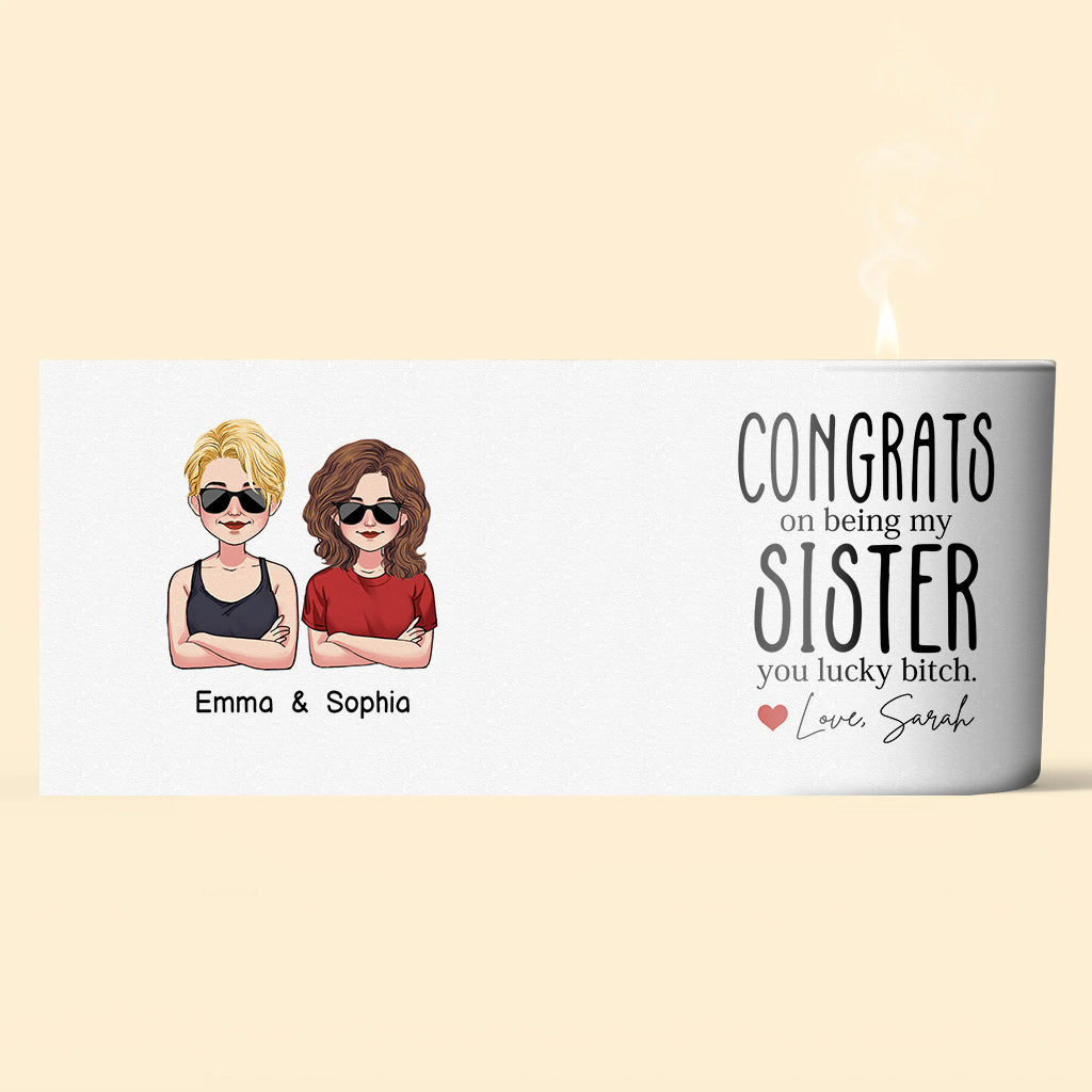 Herzlichen Glückwunsch! - Personalisierte Geschwisterkerze mit Holzdeckel