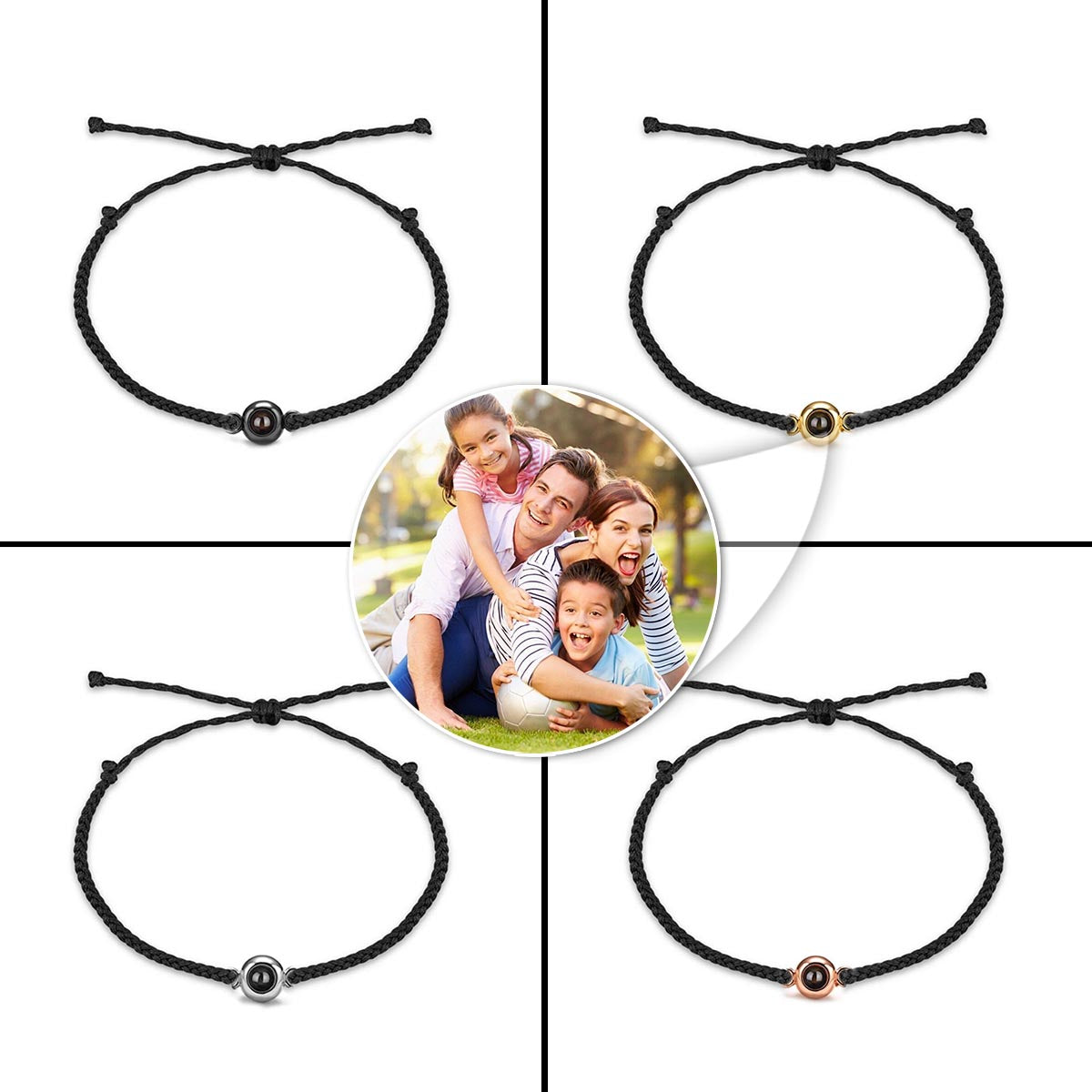 Ich liebe meine Familie – Personalisiertes Armband mit Familienprojektion