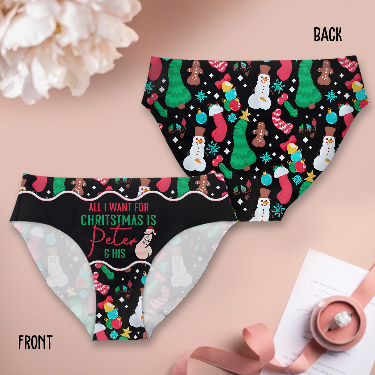 All I Want For Christmas - Personalized Couple Women Briefs