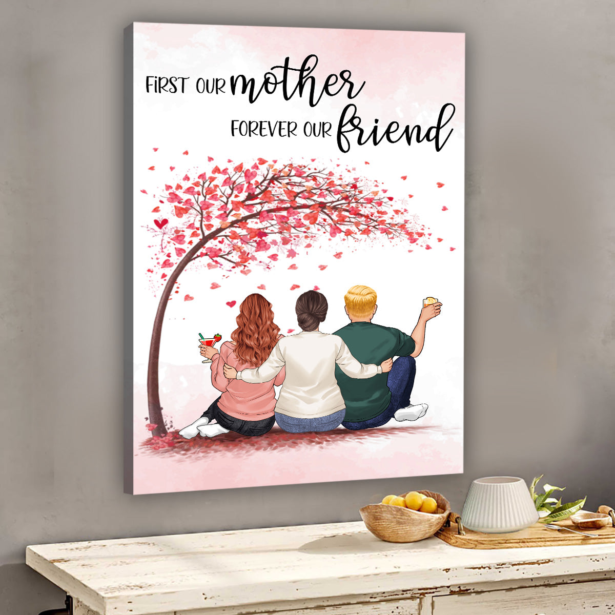Für immer verbunden – Geschenk für Mama, Tochter, Sohn – Personalisierte Leinwand und Poster