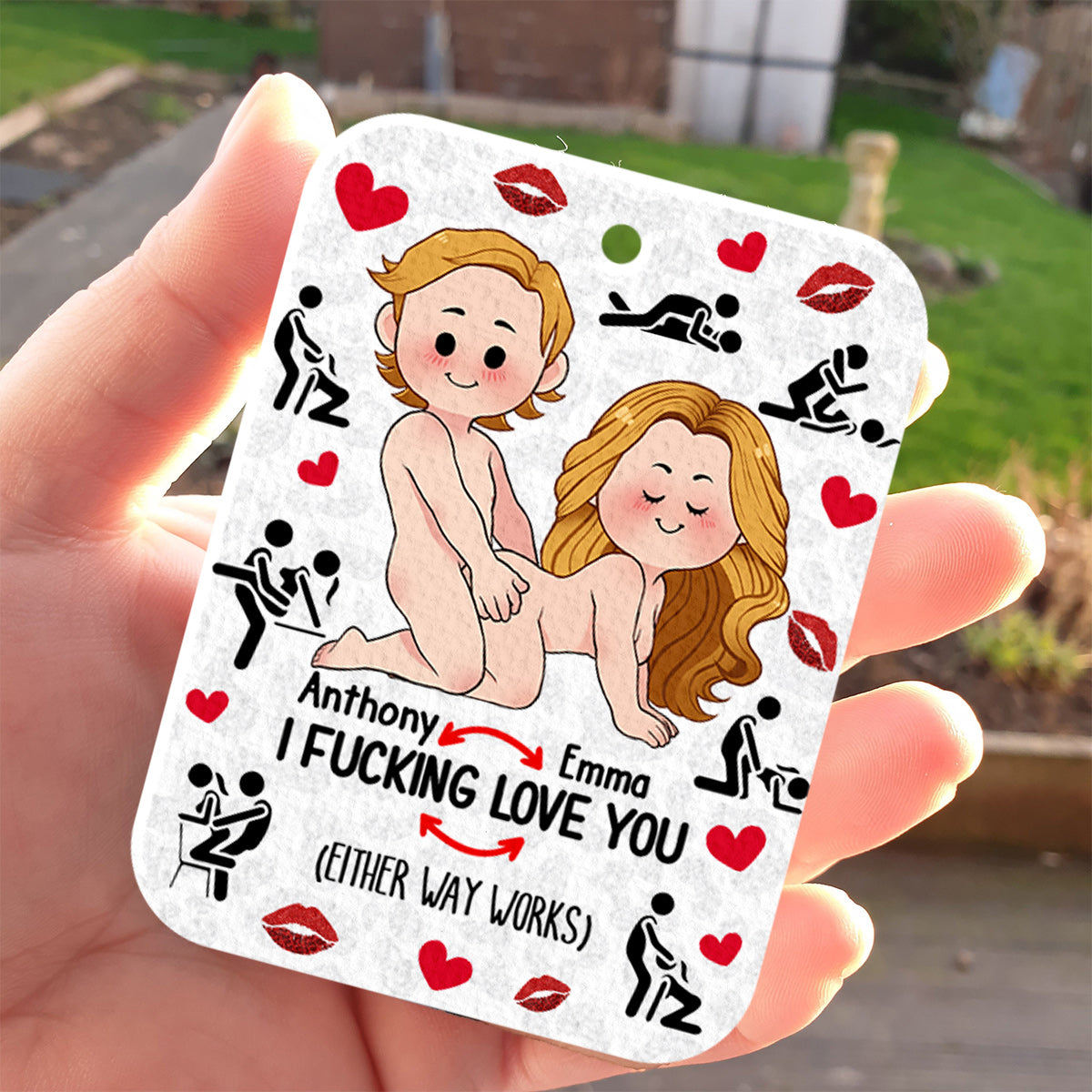 Ich liebe dich – Geschenk für Ehemann, Ehefrau, Freund, Freundin – Personalisierter rechteckiger Lufterfrischer