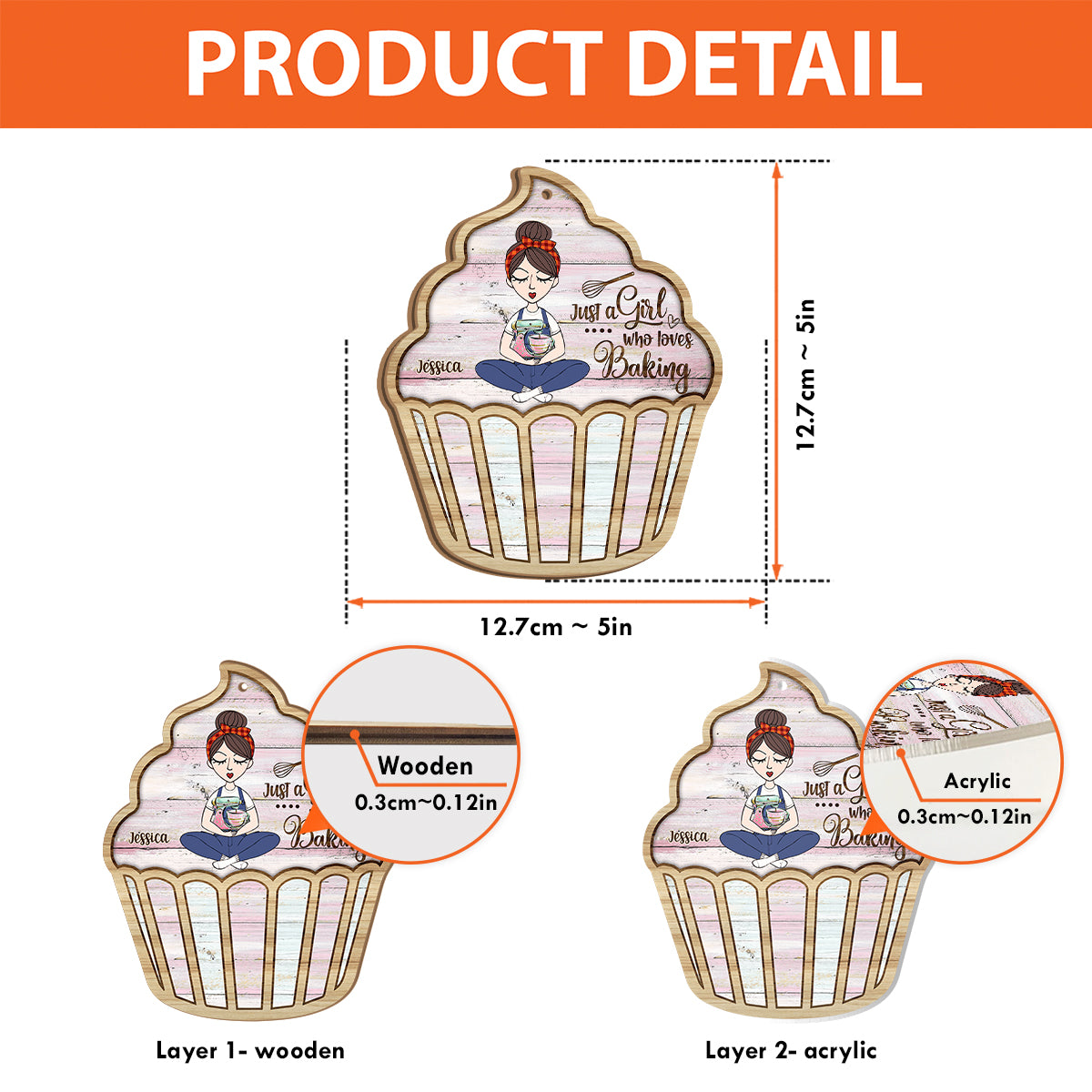 Einfach ein Mädchen, das Backen liebt – personalisierter Sonnenfänger zum Backen