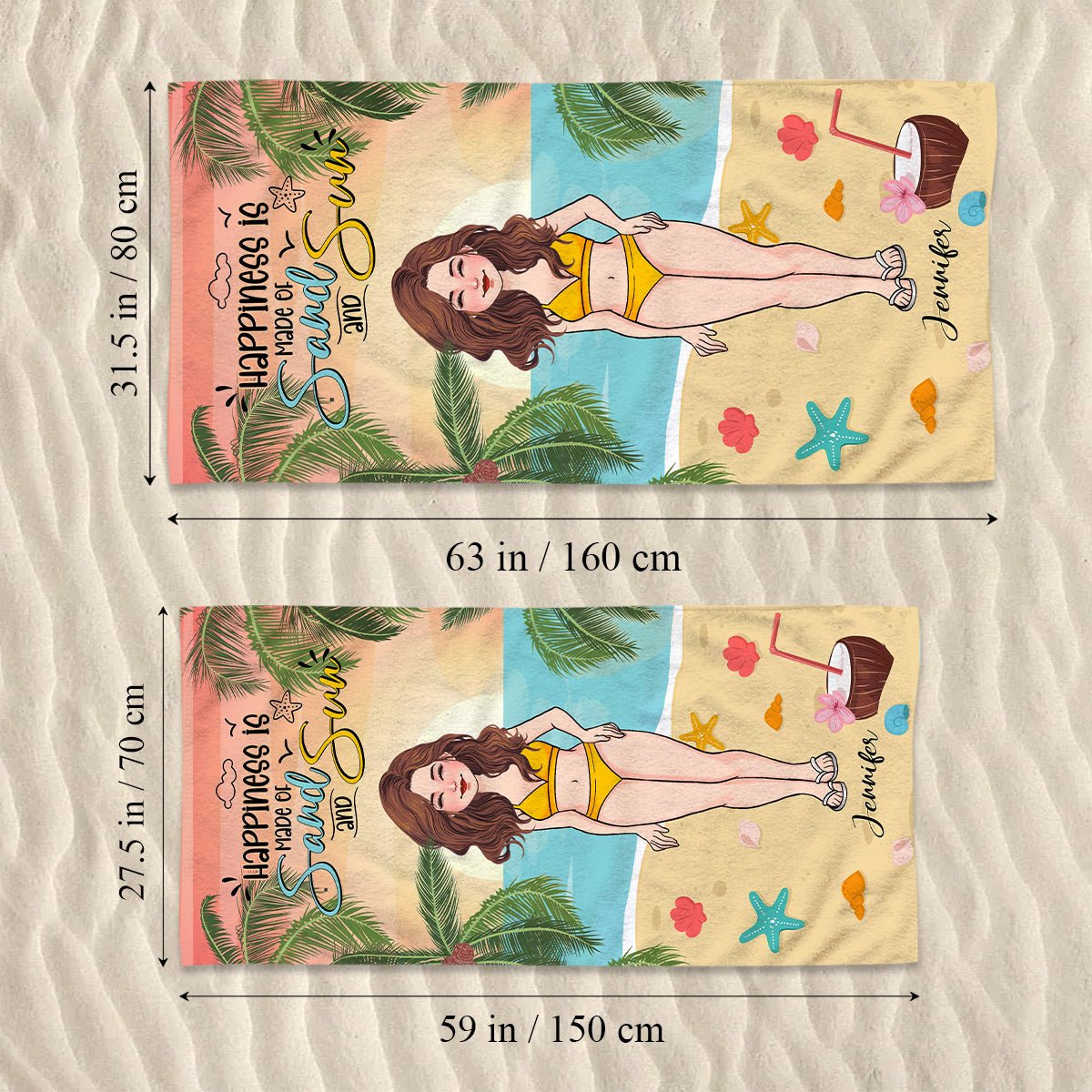 Salz in der Luft, Sand in den Haaren – personalisiertes Strandtuch für Meeresliebhaber