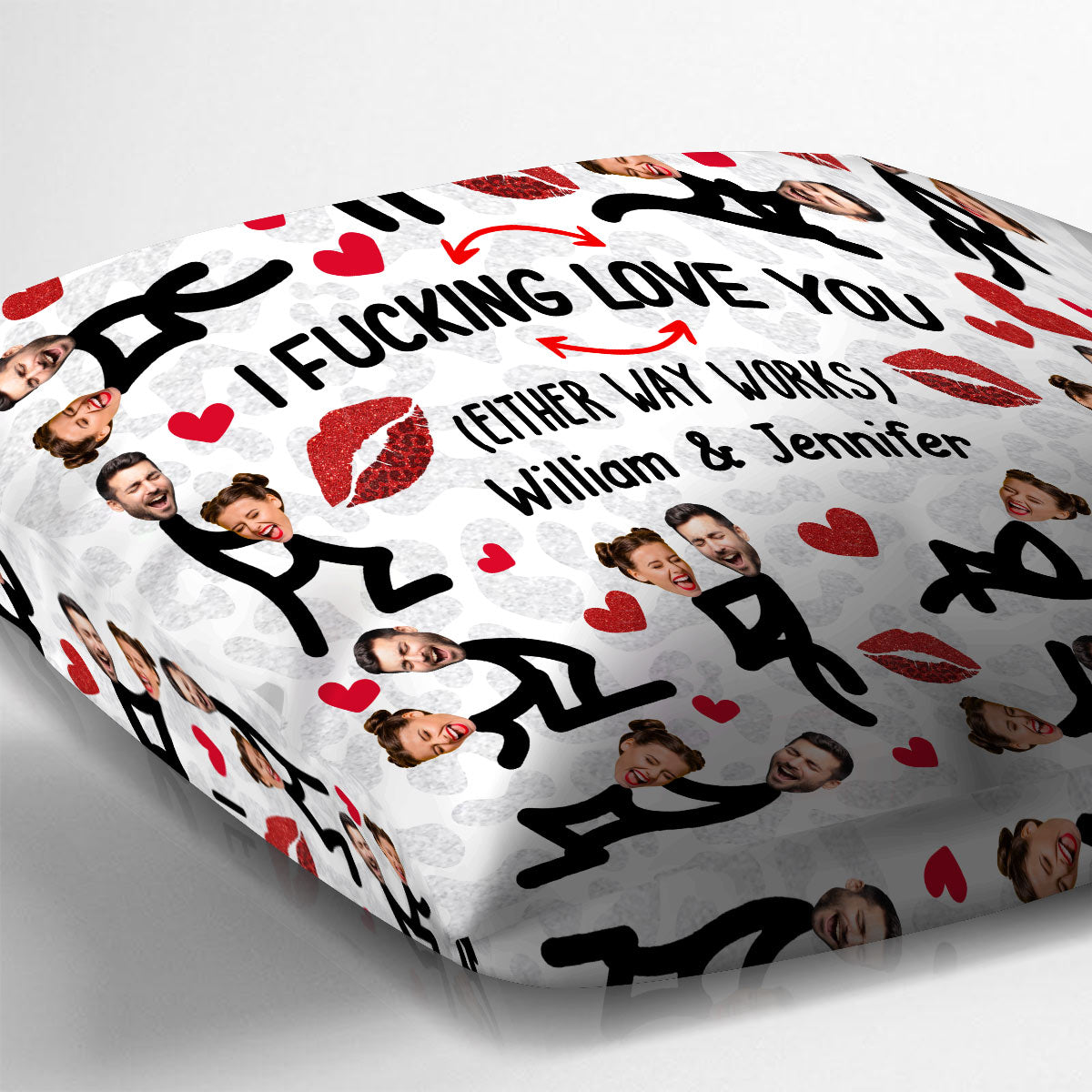 Lustiges Foto-Kissen mit dem Aufdruck „Ich liebe dich“ – Geschenk für Ehemann, Ehefrau, Freund, Freundin – Personalisiertes Dekokissen