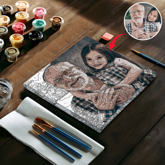 Custom Photo - Personalized Grandpa Paint By Numbers Kit
