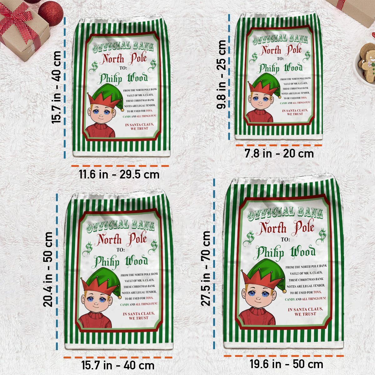 Offizielle Bank Nordpol - Personalisierter Enkel-Tragebeutel mit Kordelzug