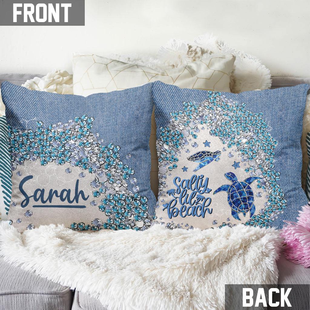 Turtle Bling - Personalized Turtle Throw Pillow