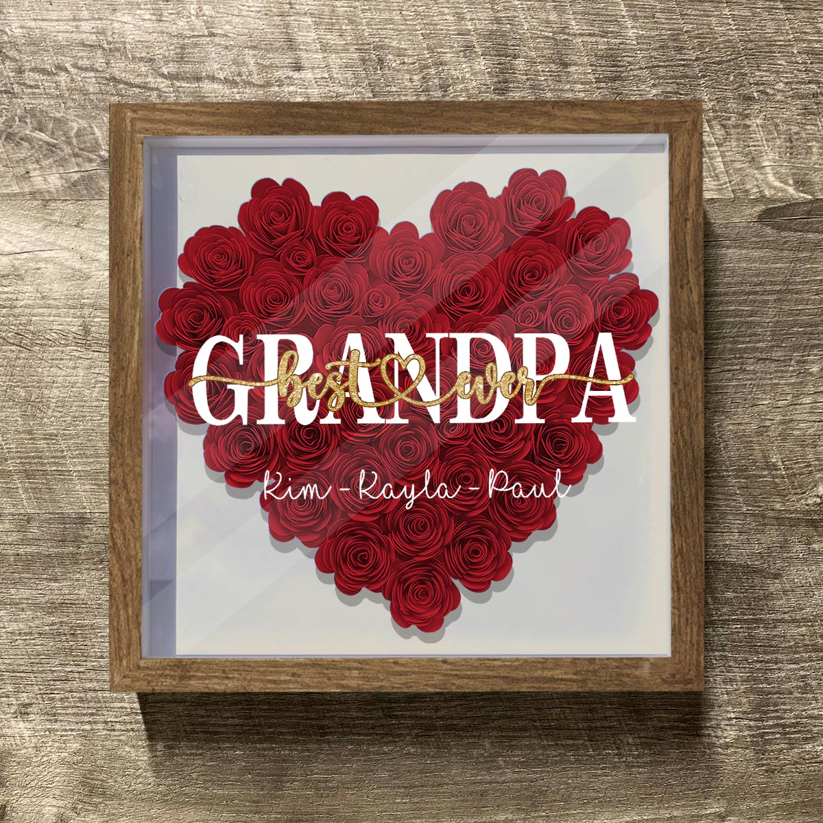 Beste Mama der Welt – Geschenk für Mama, Oma, Opa, Papa, Tante, Schwester – Personalisierte Blumen-Schattenbox