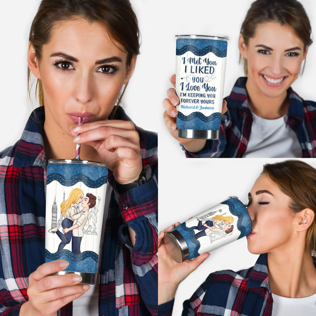 Ich habe dich kennengelernt, ich mochte dich, ich liebe dich – personalisierter Pärchenbecher
