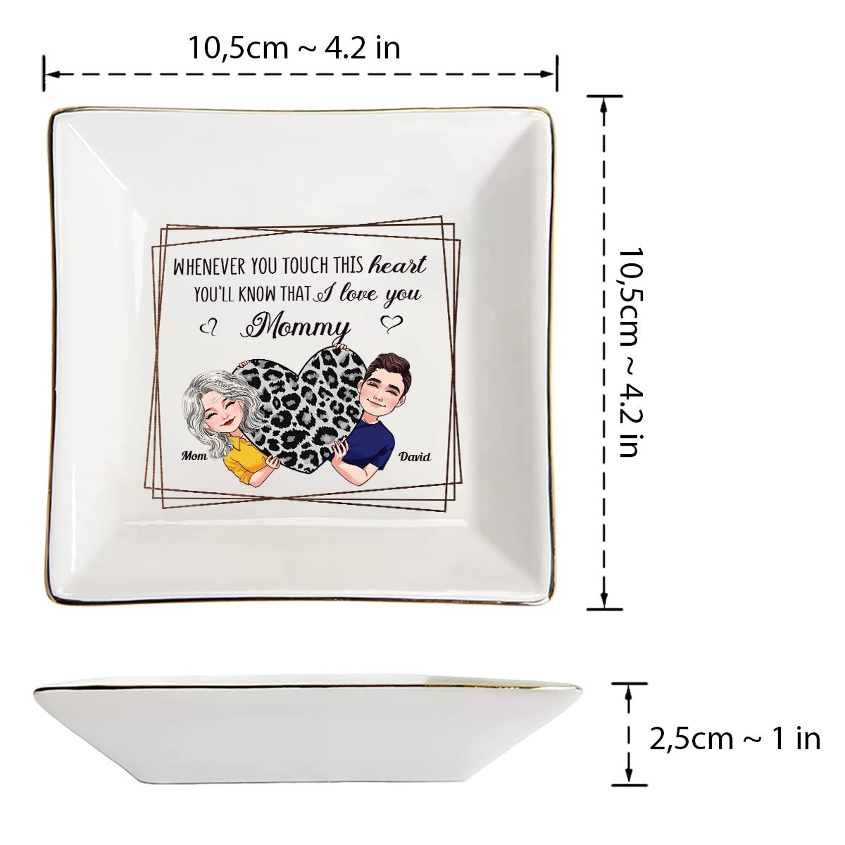 Whenever You Touch This Heart - Gift for mom, grandma, grandpa, daughter, son, granddaughter, grandson, wife, husband, dad, aunt, uncle, sister, brother - Personalized Jewelry Dish