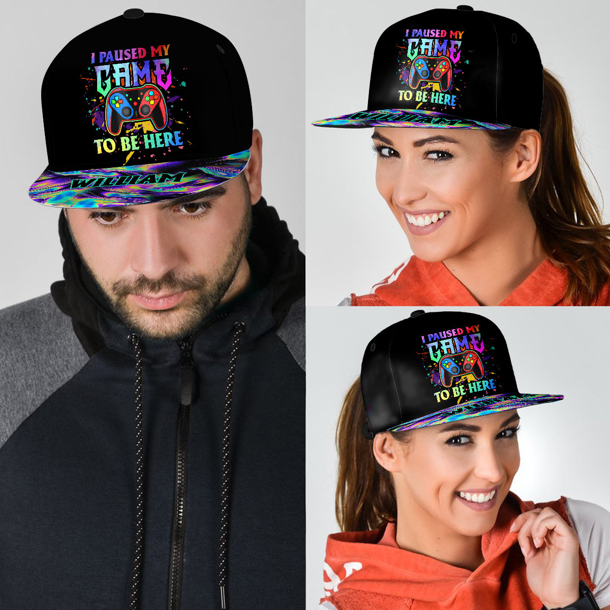 Ich habe mein Spiel pausiert, um hier zu sein – Personalisierte Videospiel-Snapback-Tasche