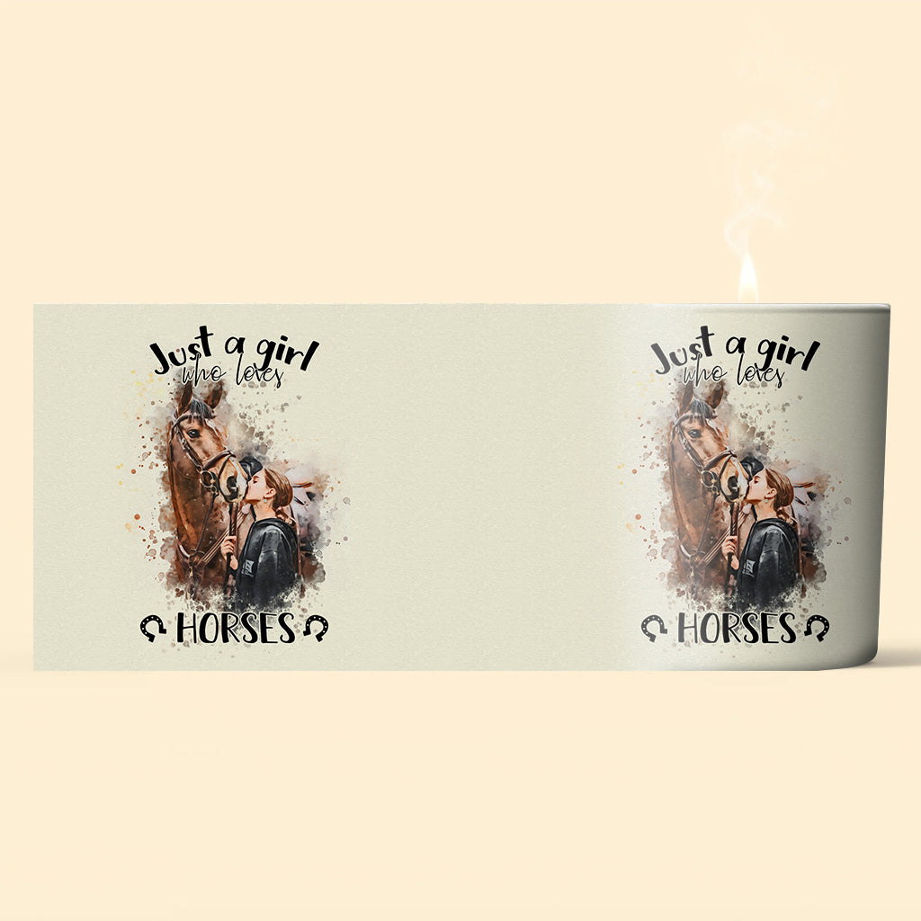 Just A Girl Who Loves Horses - Personalized Horse Candle With Wooden Lid