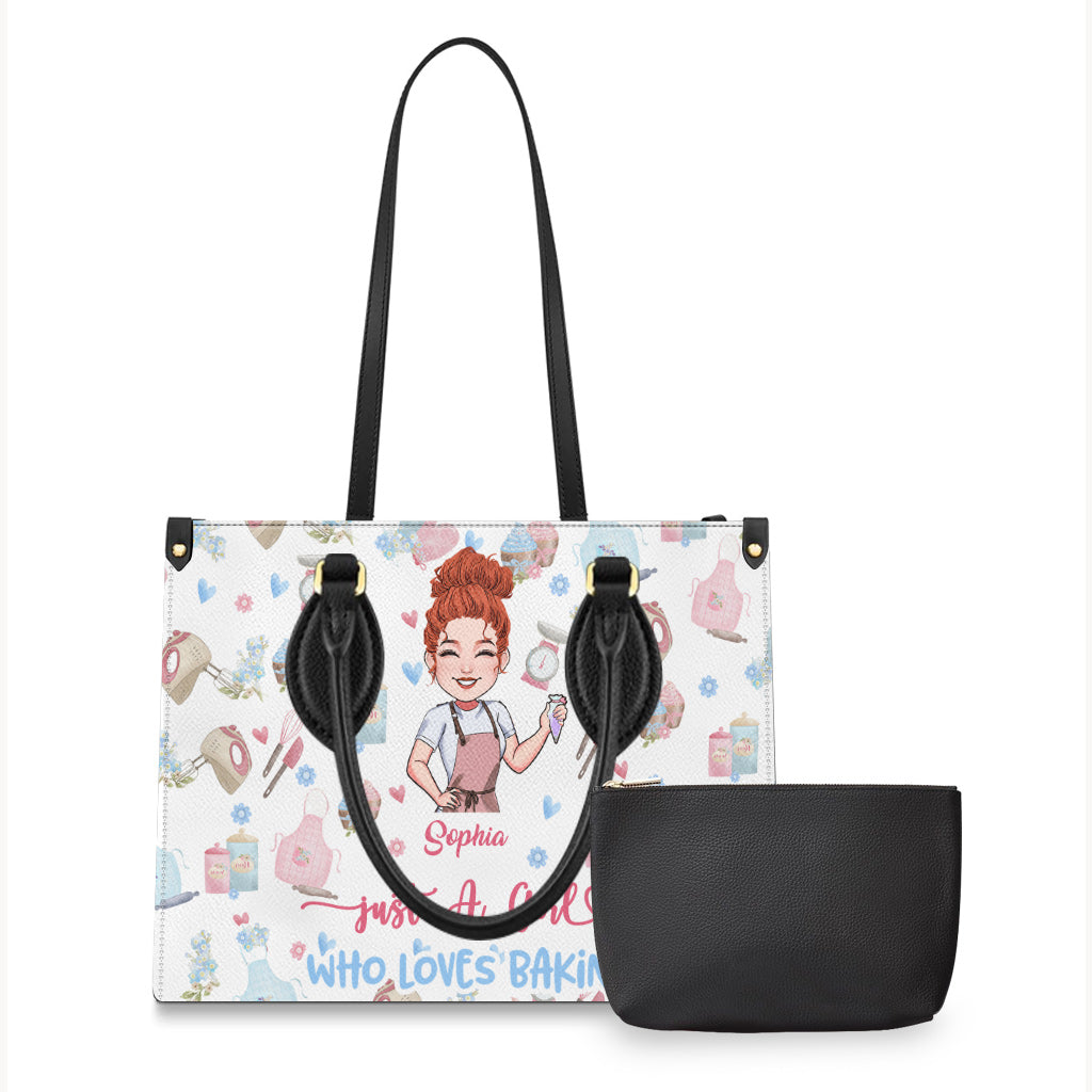 Einfach ein Mädchen, das Backen liebt – personalisierte Backhandtasche aus Leder