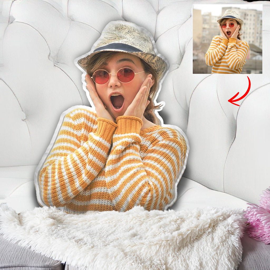 Personalisiertes Kissen in Form einer Tante – mit Fotomotiv