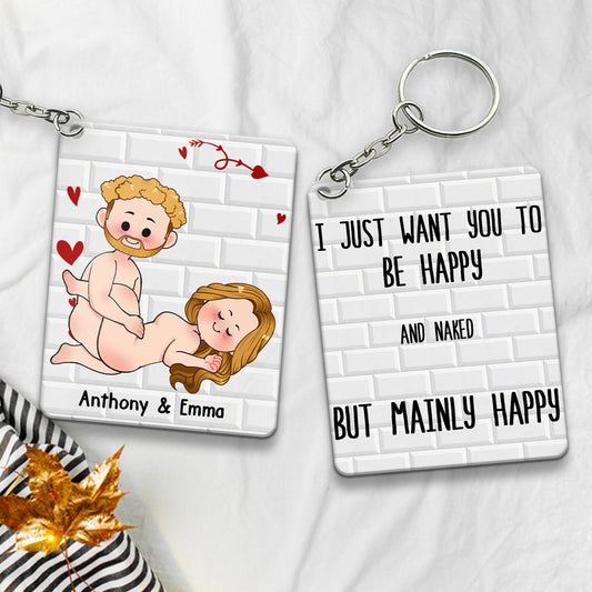 Ich wünsche dir nur, dass du glücklich bist – Geschenk für Paare (Ehemann, Ehefrau, Freund, Freundin) – Personalisierter Schlüsselanhänger