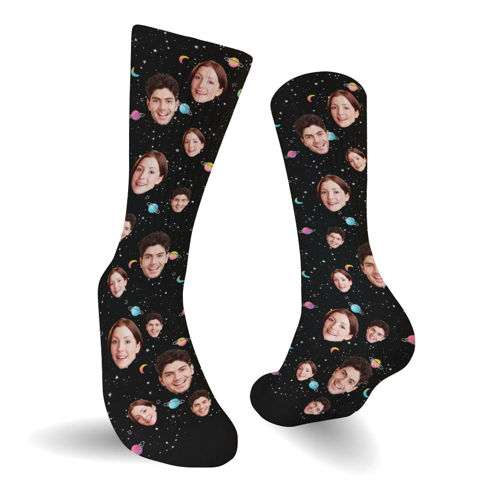 Personalisierte Socken mit Galaxy-Gesichtsmotiven – Partner-Socken