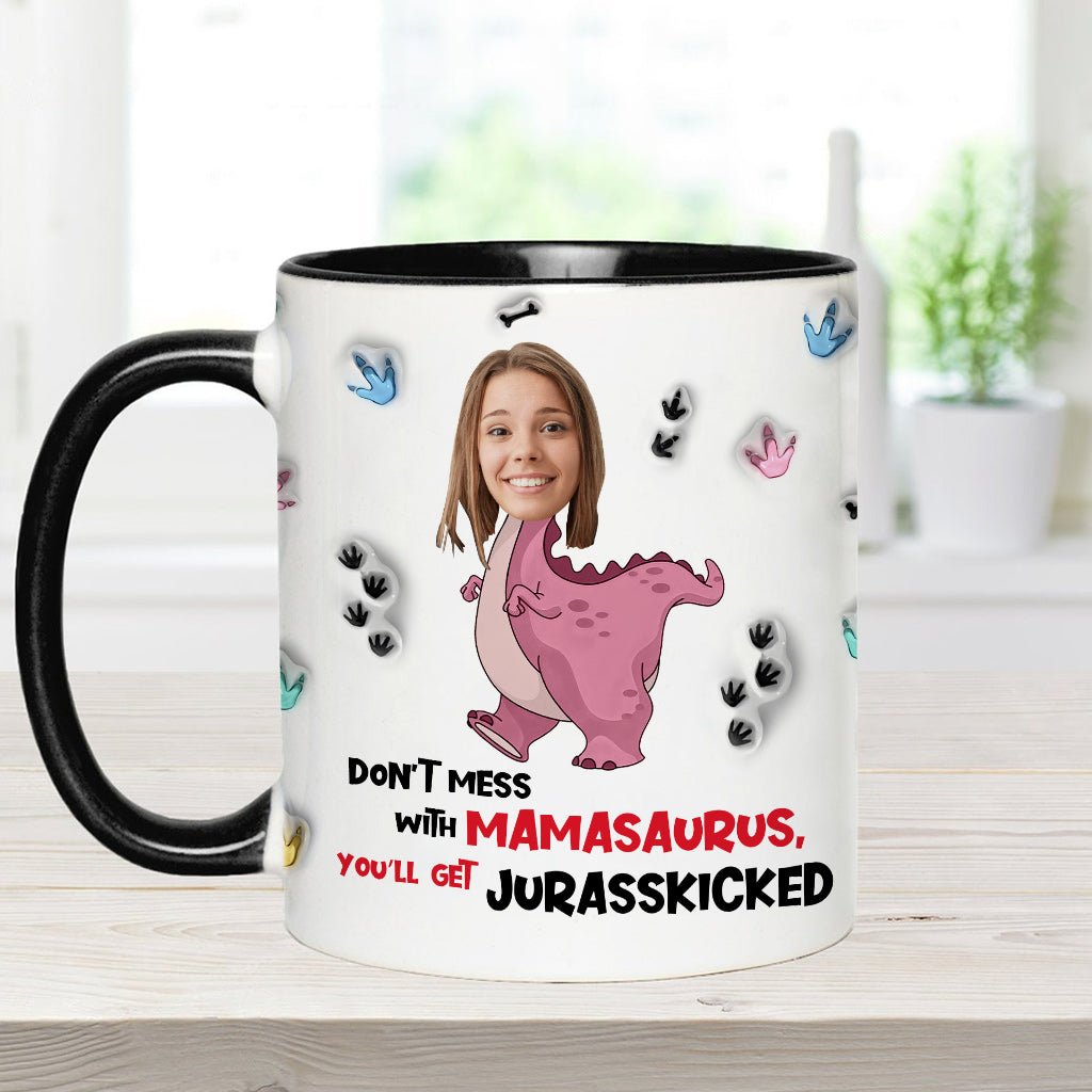 Leg dich nicht mit Mamasaurus an – personalisierte Tasse mit Muttermotiv