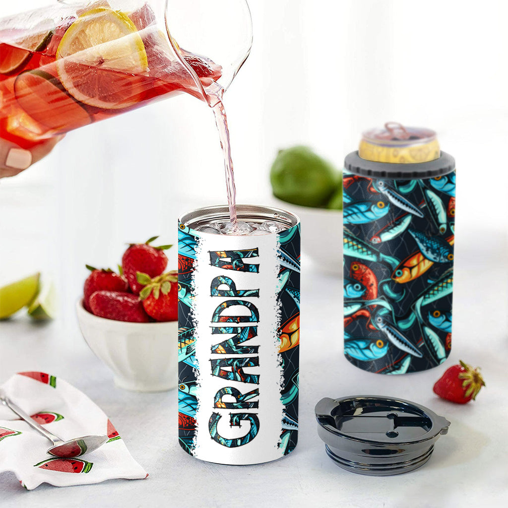 Reel Cool Dad - Fishing gift for dad, grandpa, him, husband - Personalized Can Cooler