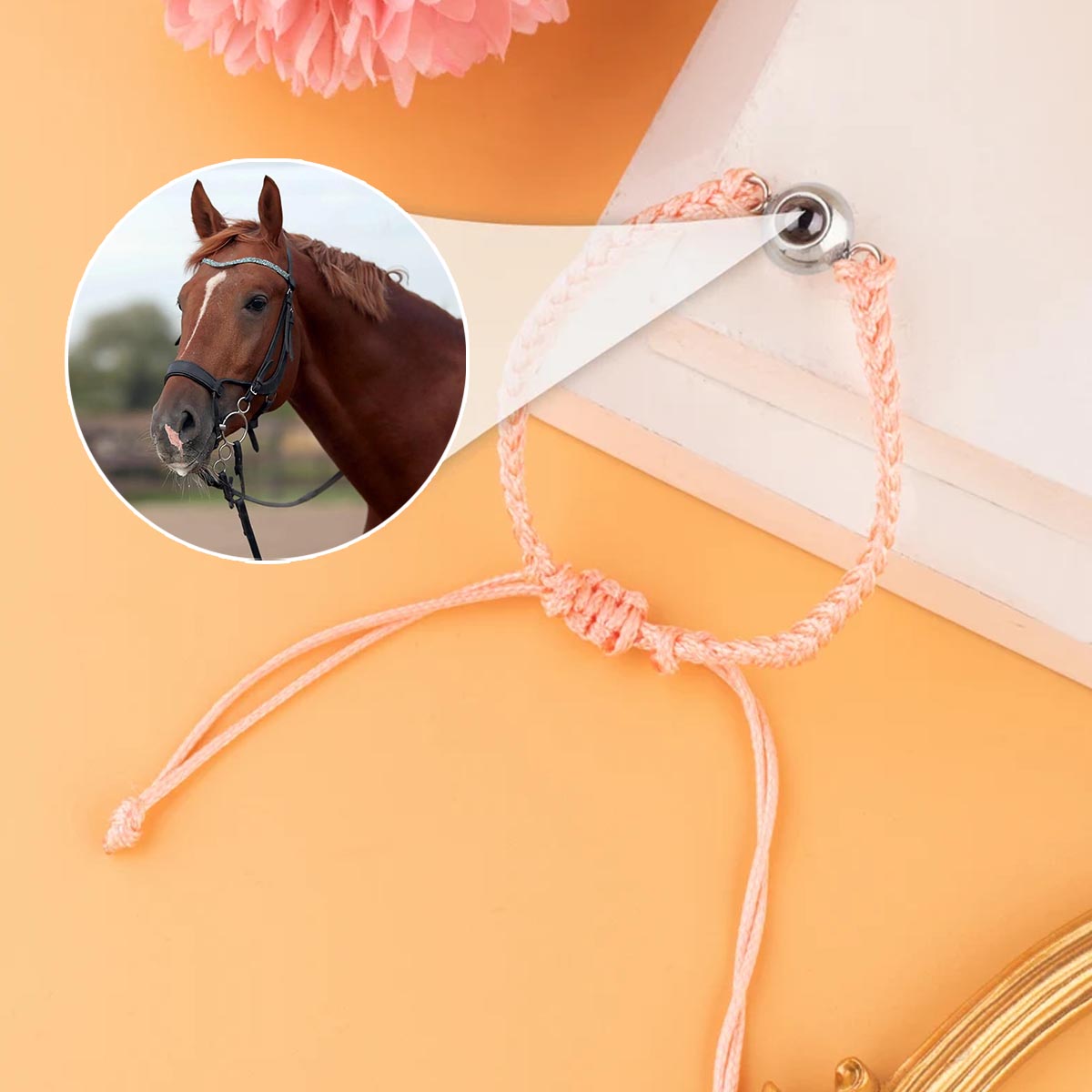 Ich liebe mein Pferd – Personalisiertes Armband mit Pferdeprojektion