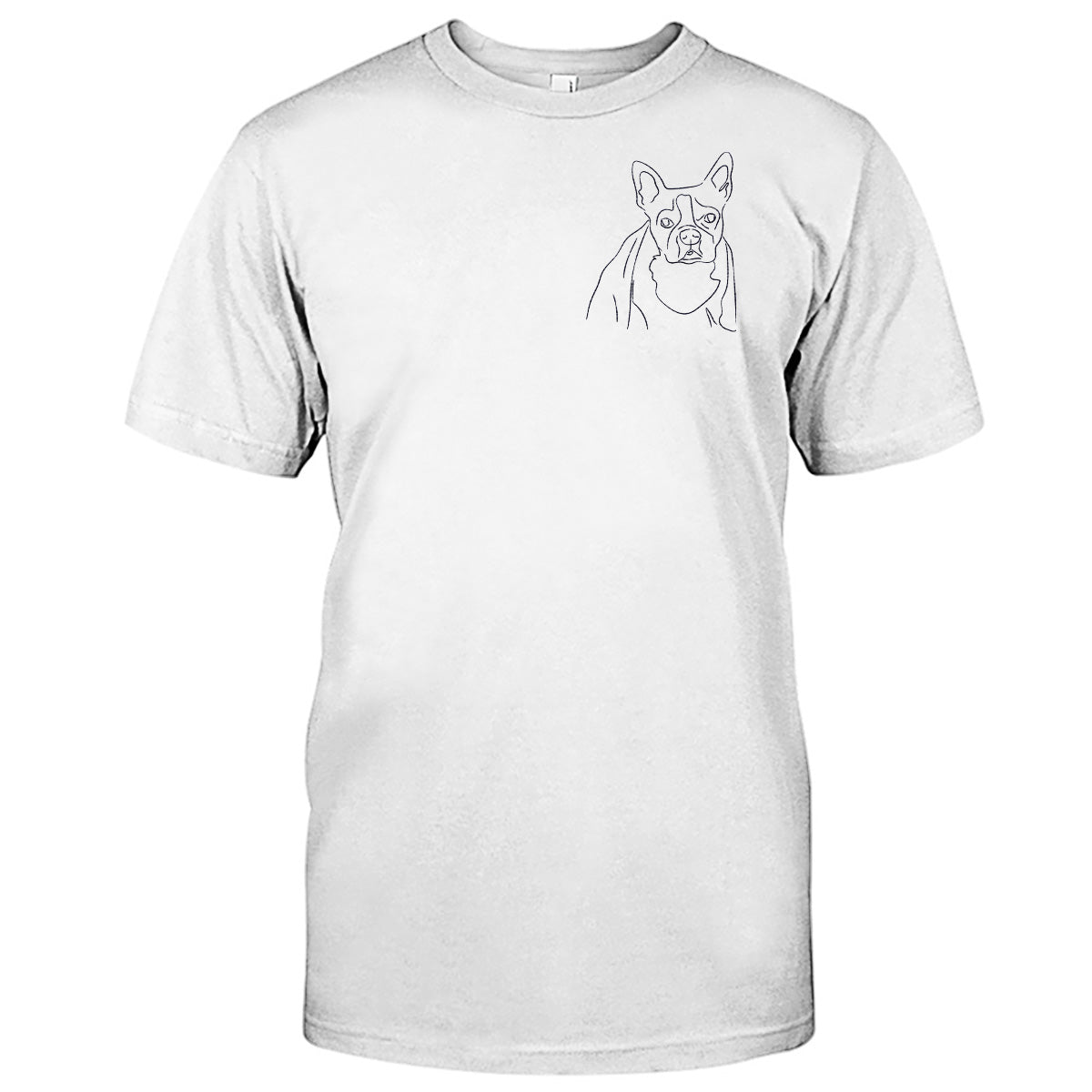 Individuelle Linienzeichnung – Personalisiertes T-Shirt mit Hundestickerei