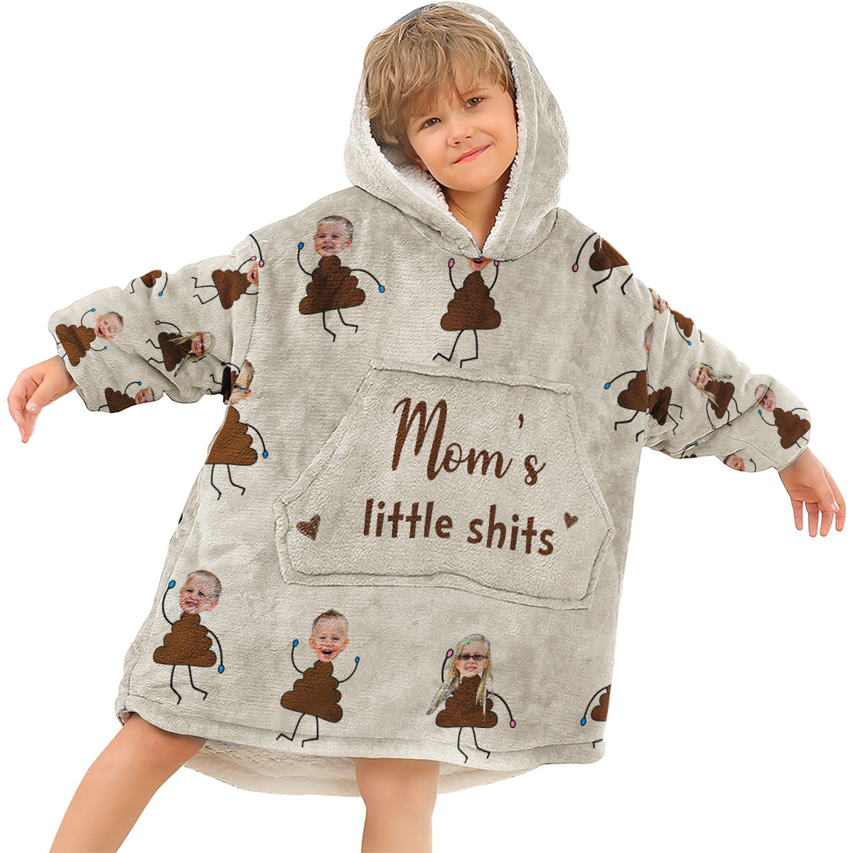 Omas kleine Lieblinge – Geschenk für Oma, Mama, Papa, Opa – Personalisierter Decken-Hoodie