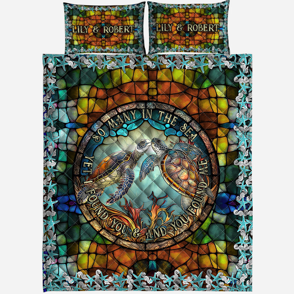 So Many In The Sea - Personalized Turtle Quilt Set