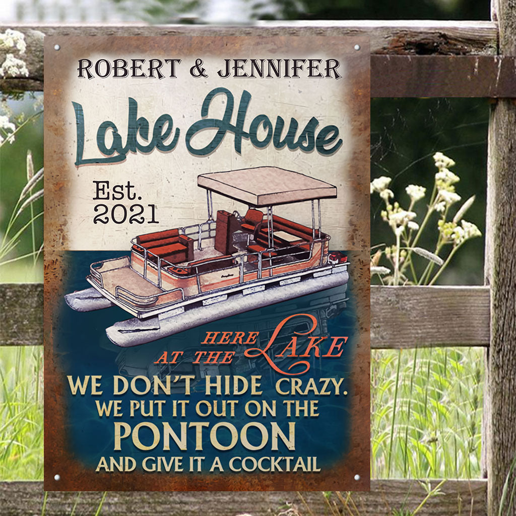 Seehaus – Personalisiertes rechteckiges Metallschild für Pontonboote