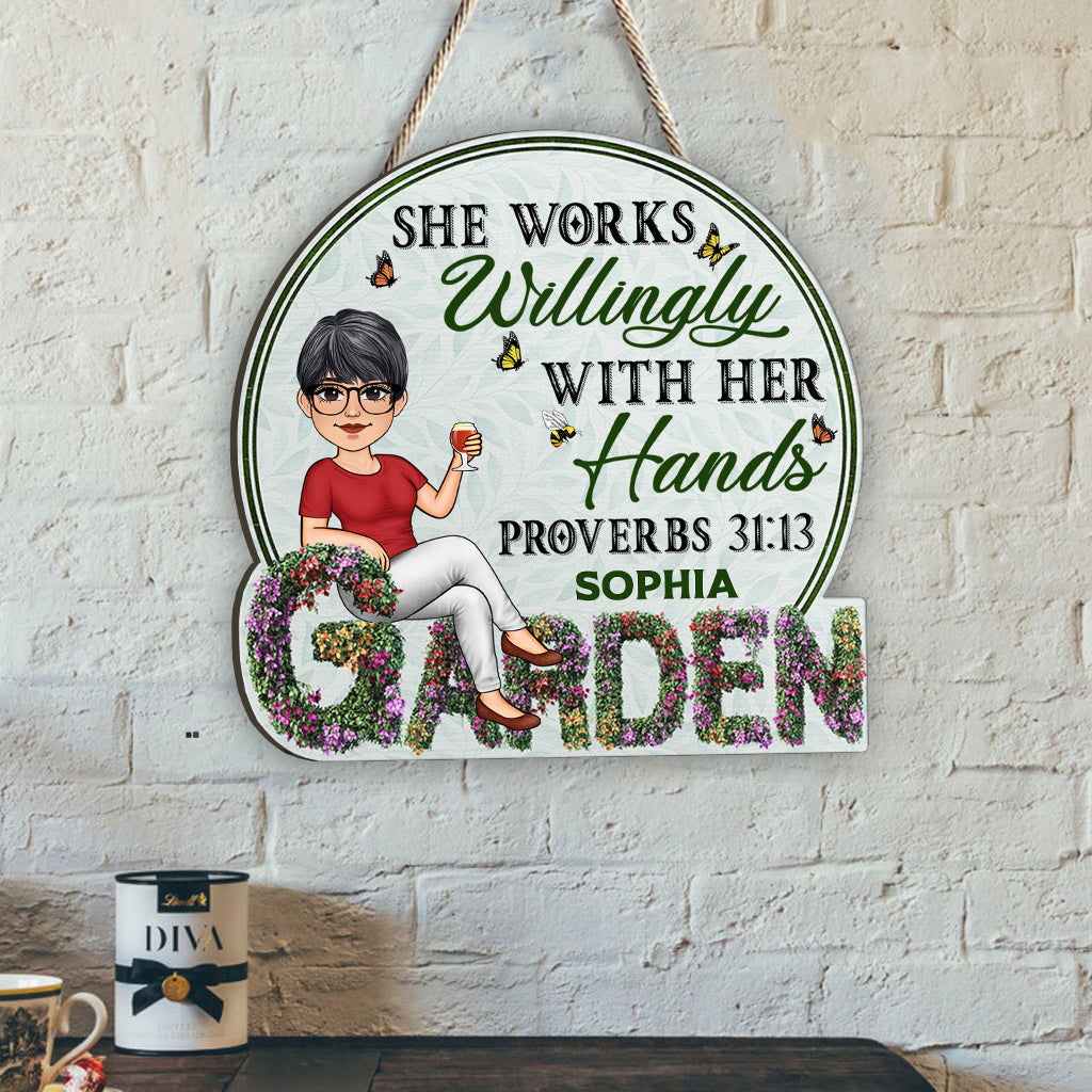 Vorsicht vor der verrückten Pflanzenlady! - Personalisiertes Gartenschild aus Holz