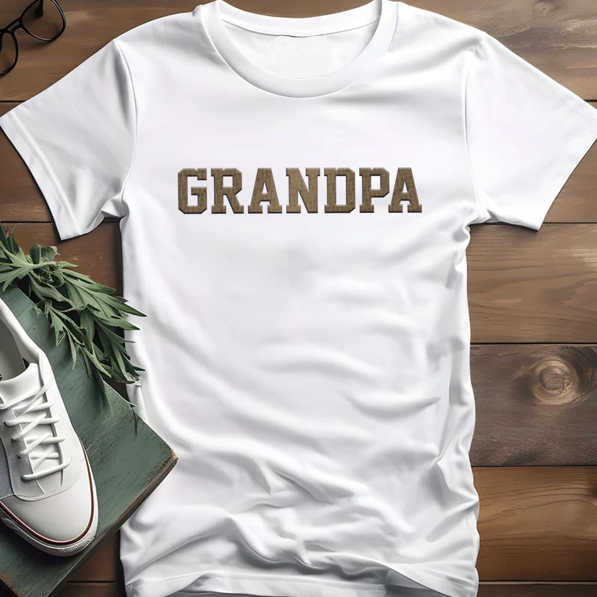 Custom Name - Personalized Grandpa Embroidered T-shirt