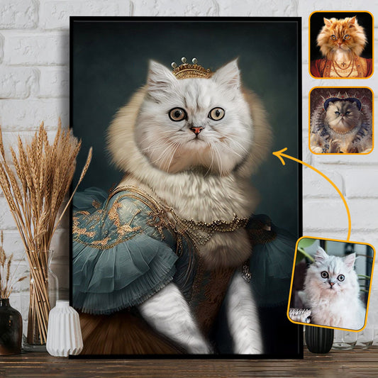 Königliches Porträt – Personalisierte Katzenleinwand und Poster