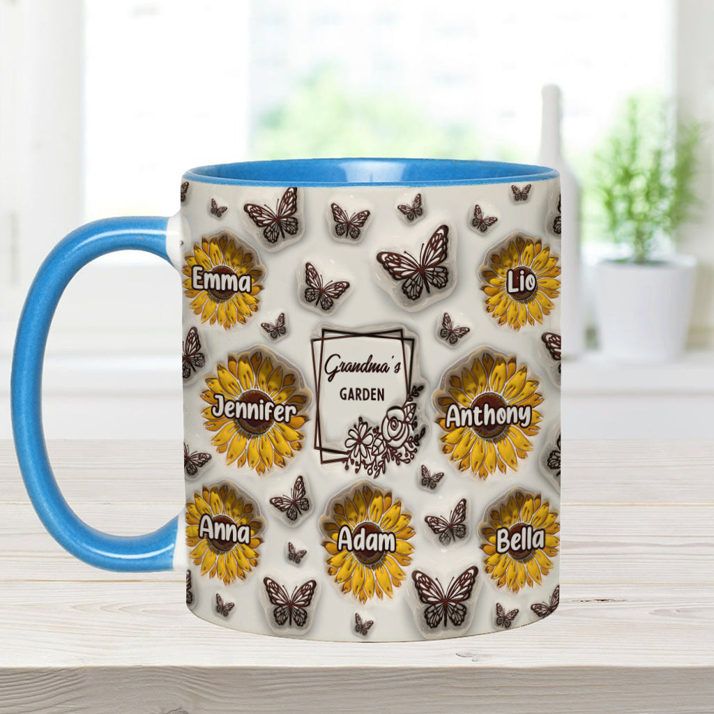 Omas Sonnenblumengarten – Geschenk für Oma – Personalisierte Tasse