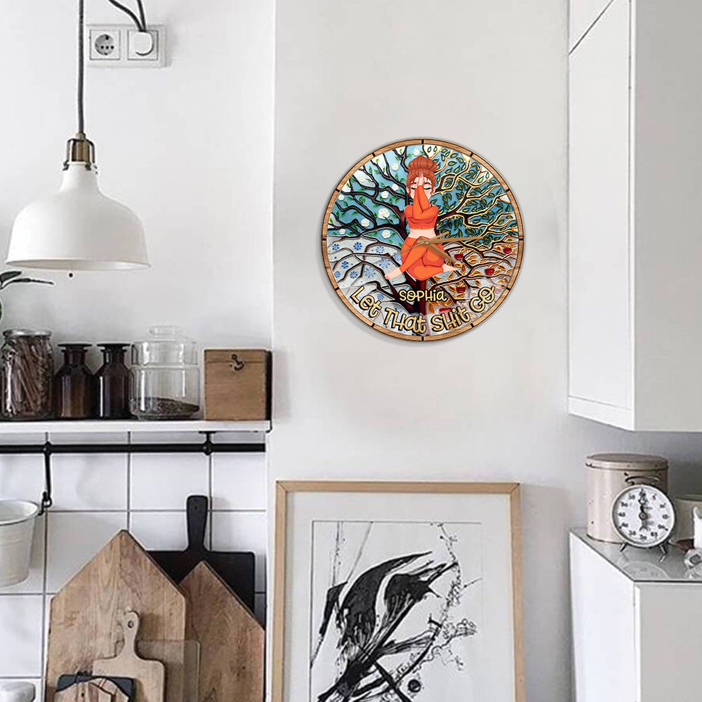 Let That Shit Go - Personalized Yoga Wall Clock