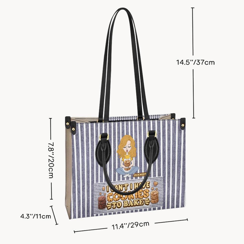 Ich kann nicht, ich muss Kekse backen – personalisierte Backhandtasche aus Leder