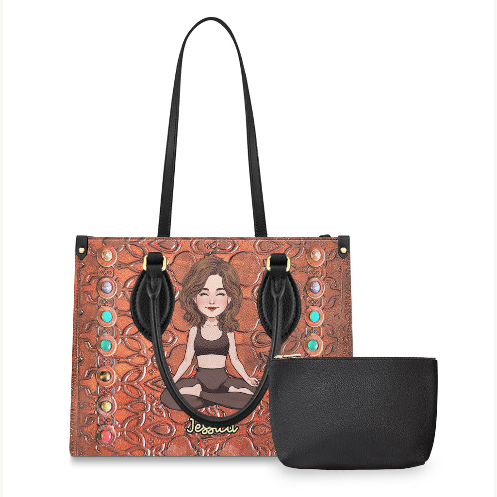 Namaste - Personalisierte Yoga-Lederhandtasche