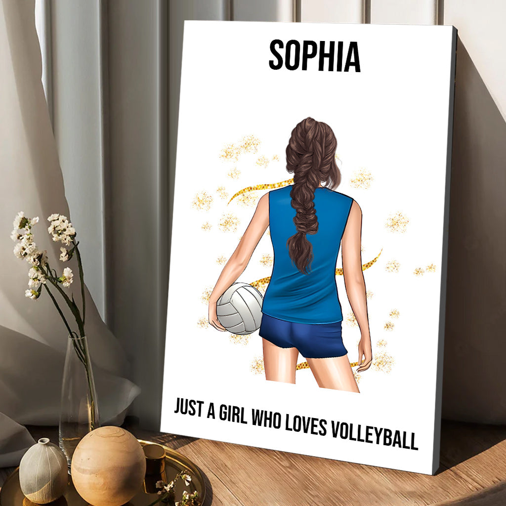 Einfach ein Mädchen, das Volleyball liebt – Personalisierte Volleyball-Leinwand und Poster