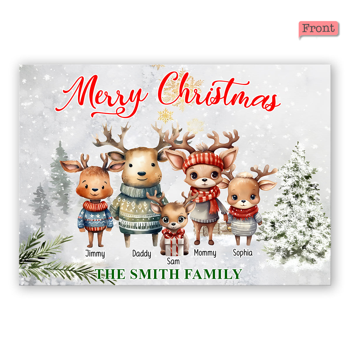 Merry Christmas - Personalized Family Greeting Card