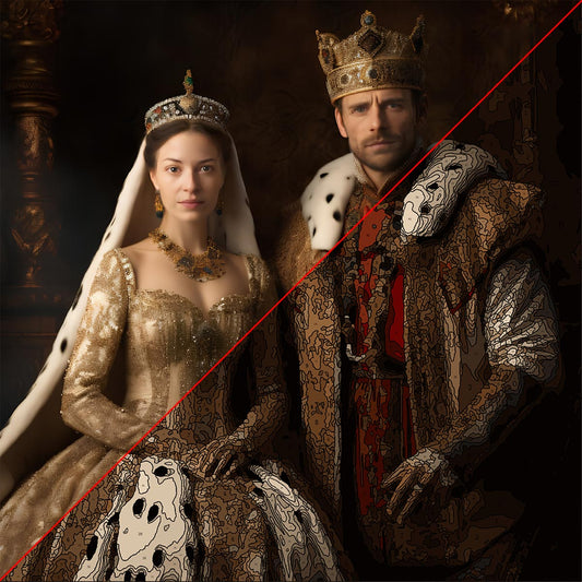 Königliches Paar – Personalisiertes Malen-nach-Zahlen-Set für Paare