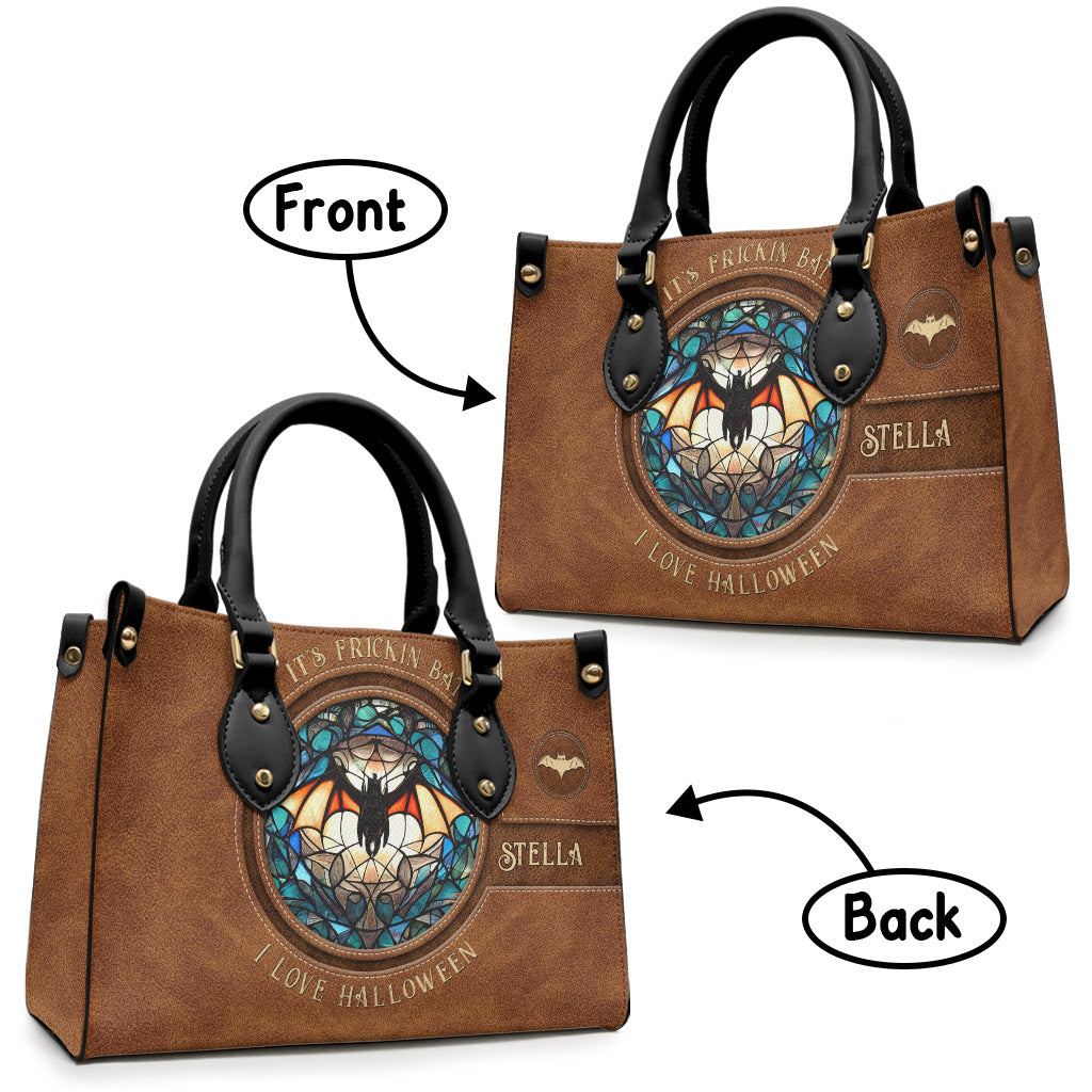 Es ist verdammt nochmal Fledermaus, ich liebe Halloween - Personalisierte Hexen-Lederhandtasche