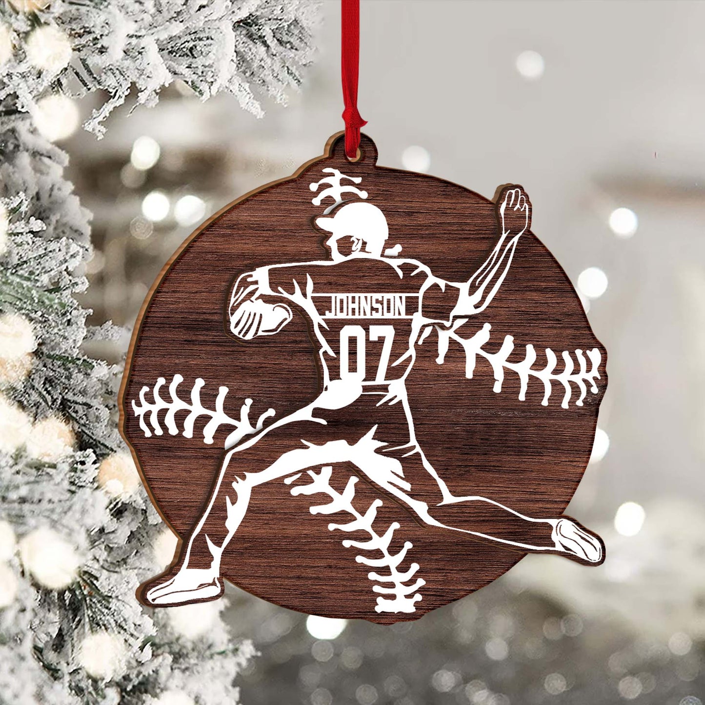 Baseball-Saison – Personalisierter Baseball-Weihnachtsbaumschmuck (2-lagig)