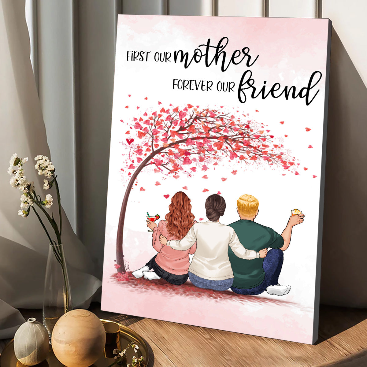 Für immer verbunden – Geschenk für Mama, Tochter, Sohn – Personalisierte Leinwand und Poster