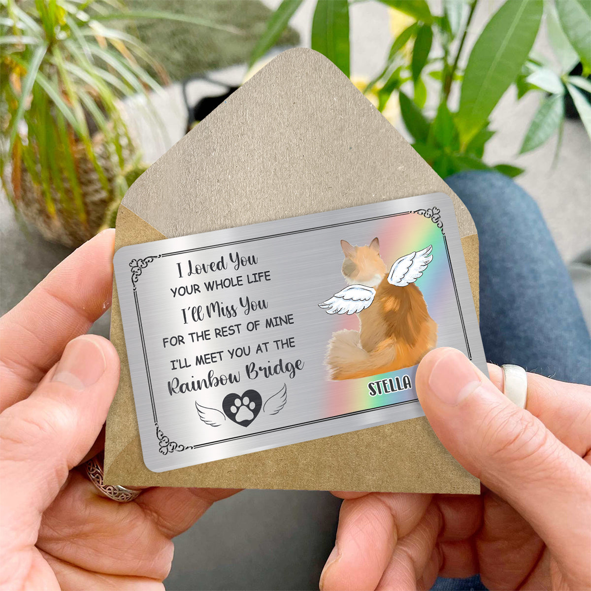 Wir sehen uns an der Regenbogenbrücke – Personalisierte Hunde-Geldbörsenkarte
