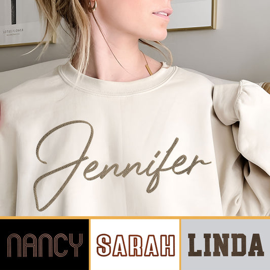 Personalisierter, bestickter Pullover für die Tochter – individueller Name