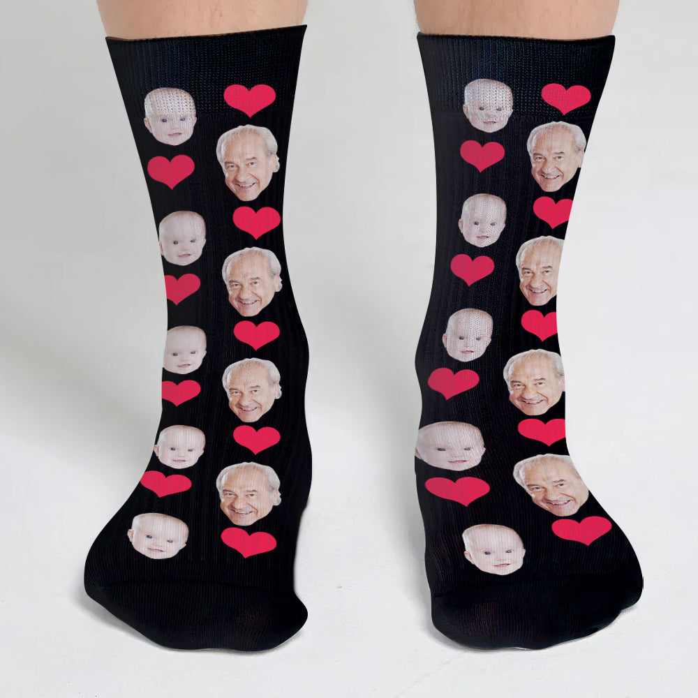 Individuelles Gesichtsherzmuster – personalisierte Opa-Socken