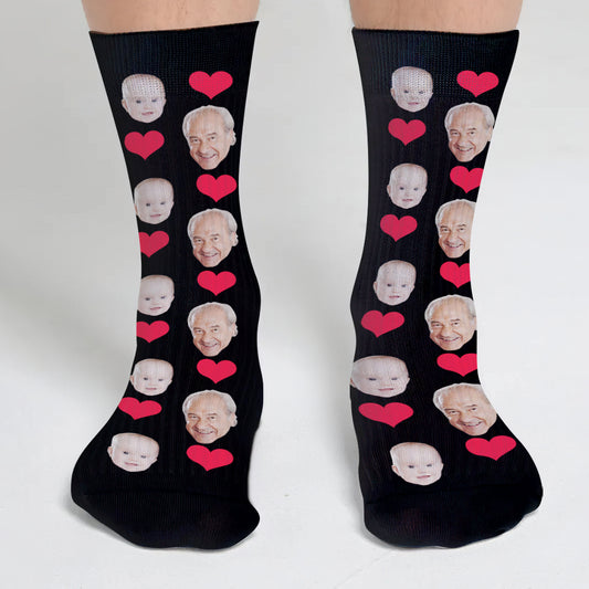 Individuelles Gesichtsherzmuster – personalisierte Opa-Socken