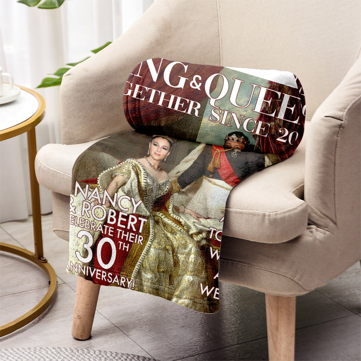 König und Königin – Personalisierte Decke für Ehemann und Ehefrau